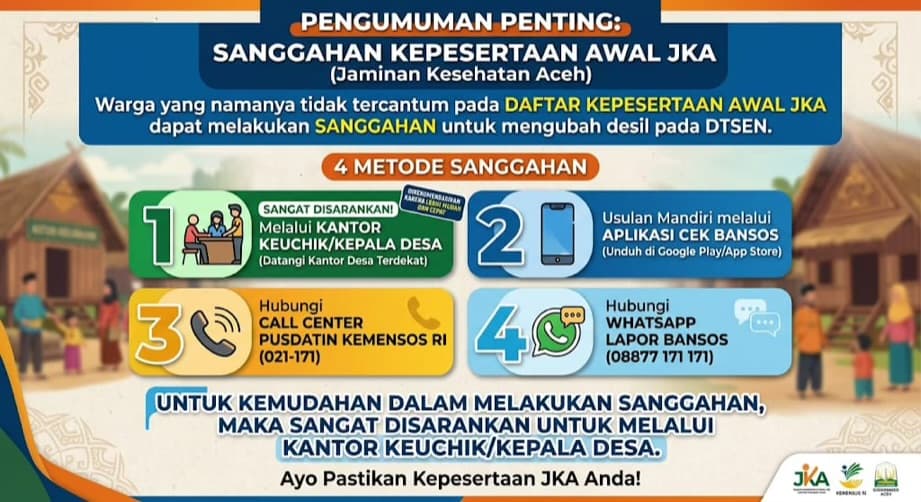 
						 Warga Tak Terdata JKA Diberi Kesempatan Sanggah, Pemerintah Sediakan 4 Jalur Mudah 
					
