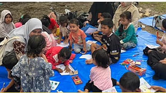 Anak-anak Penyintas Dapat Pendampingan Psikososial Pasca Banjir di Sawang Aceh Utara