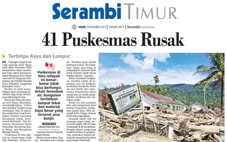 41 Puskesmas Rusak Tertimpa Kayu dan Lumpur