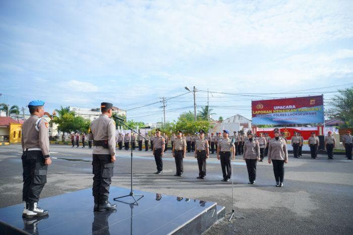 64 Personel Polres Lhokseumawe Naik Pangkat di Tengah Pemulihan Banjir