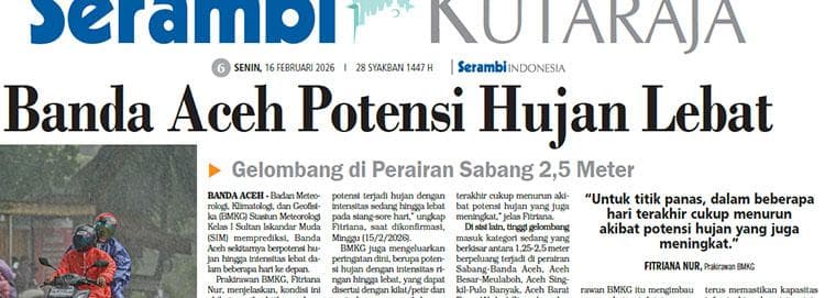 Banda Aceh Siap Hadapi Hujan Lebat dan Gelombang Tinggi 2,5 Meter