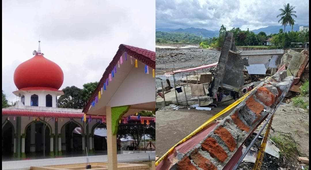 Masjid Bersejarah Samalanga Hancur Tergerus Banjir Bandang, Warga Kehilangan Pusat Ibadah
