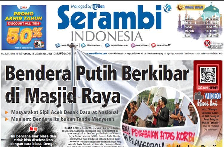 Bendera Putih Berkibar di Masjid Raya, Masyarakat Sipil Aceh Desak Darurat Nasional