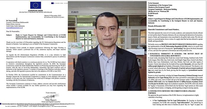 Uni Eropa Tanggapi Surat Dosen Unimal yang Menyorot Praktik Deforestasi di Aceh Untuk Pasar Global