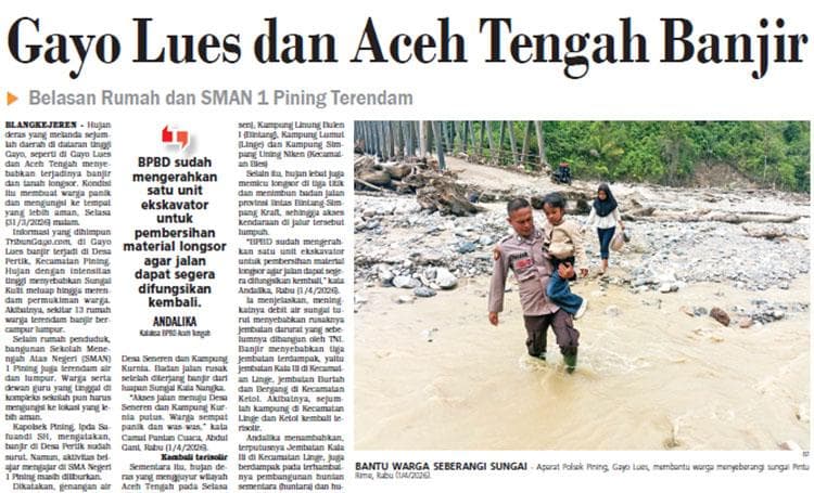 Banjir dan Longsor Isolasi Warga Gayo Lues dan Aceh Tengah, Akses Terputus