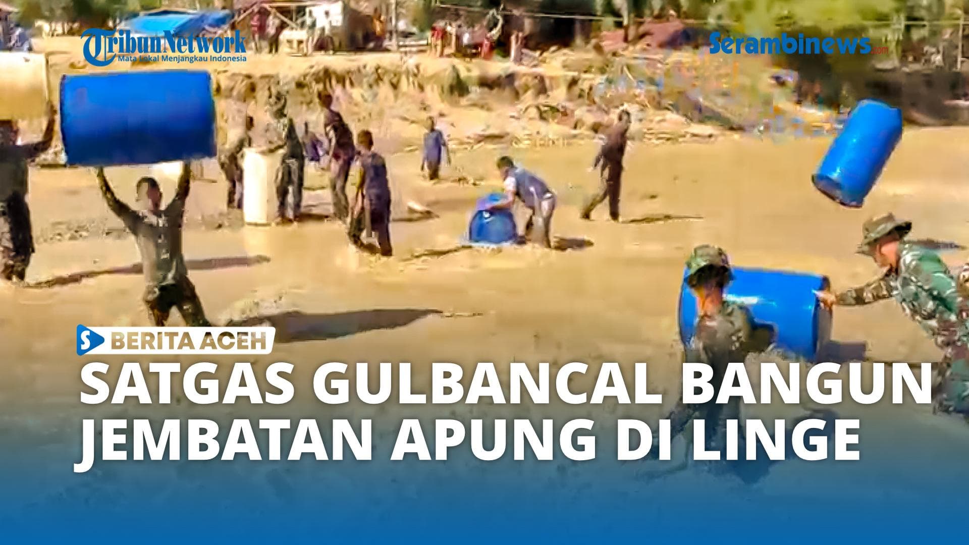 TNI Bangun Jembatan Apung 75 Meter di Linge untuk Warga Aceh Tengah