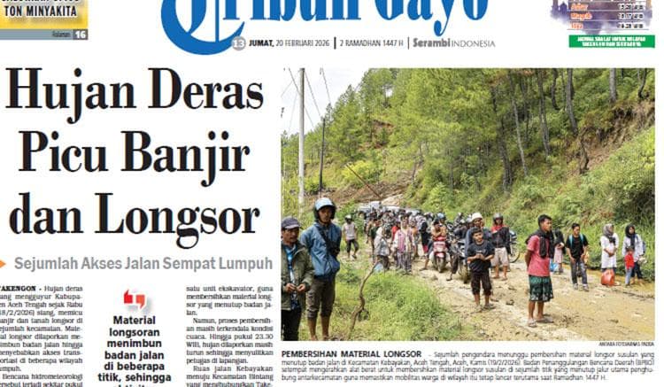 Banjir dan Longsor Lumpuhkan Akses Jalan di Aceh Tengah, Warga Mengungsi