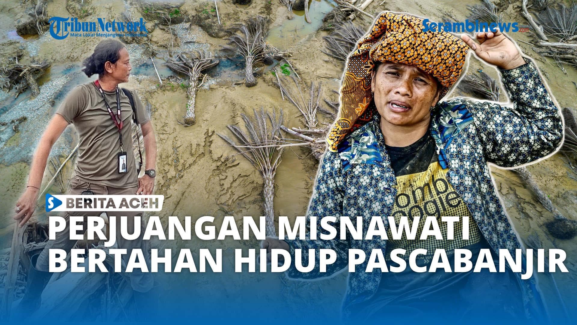 Misnawati dan Anaknya Mengais Kayu Bakar Pascabanjir Aceh Tamiang