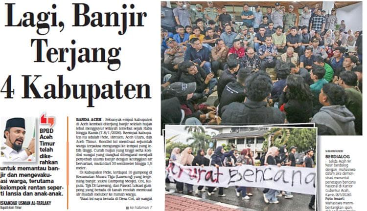 Banjir Luapan di 4 Kabupaten Aceh, Warga Mengungsi dan Waspada