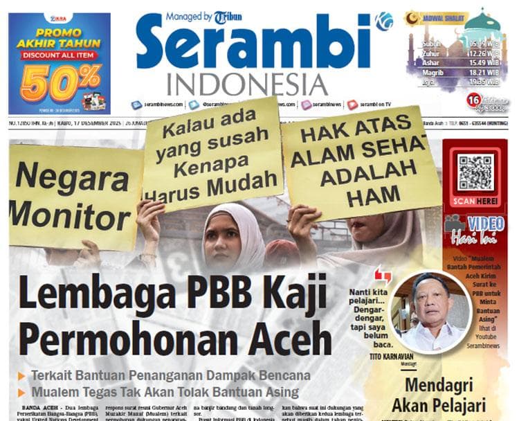 Lembaga PBB Kaji Permohonan Aceh Terkait Bantuan Penanganan Dampak Bencana