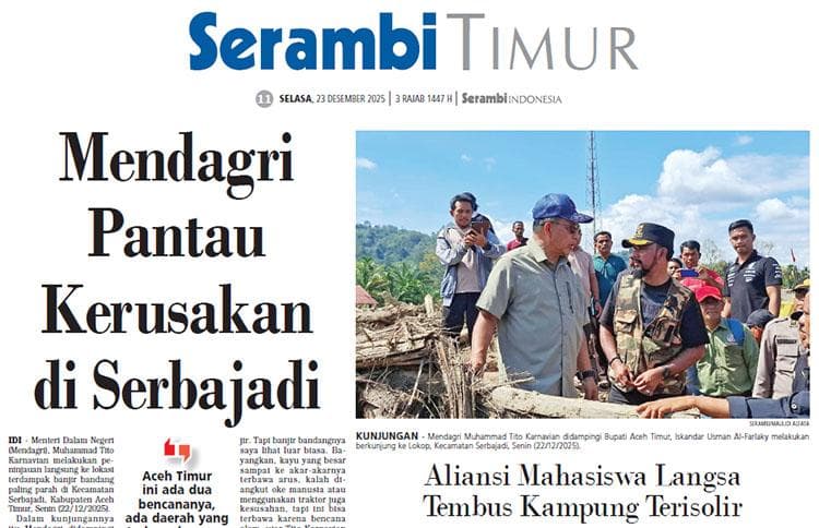 Mendagri Tito Karnavian Pantau Kerusakan di Serbajadi Aceh Timur
