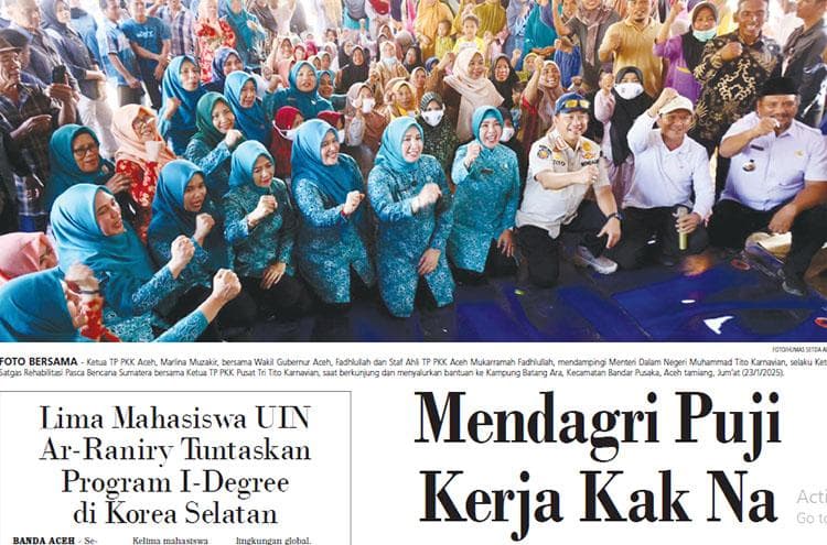 Mendagri Puji Kerja Cepat TP PKK Aceh di Tanggap Darurat Bencana