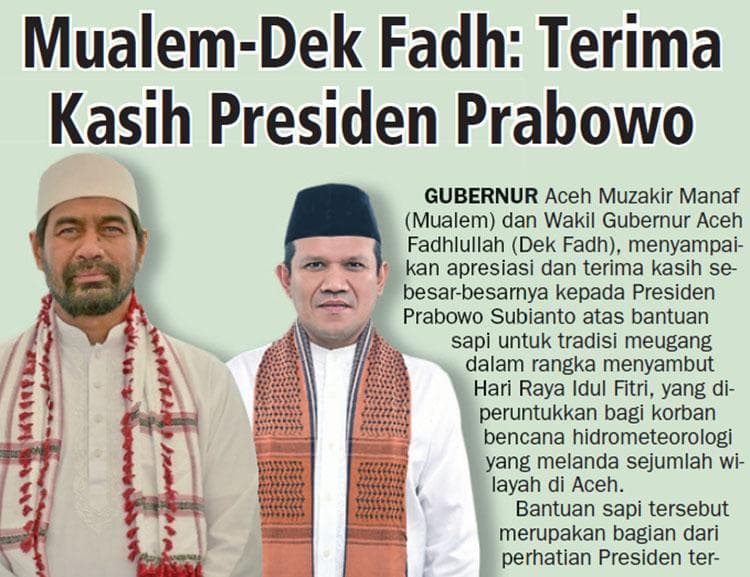 Bantuan Sapi Meugang dari Presiden Prabowo untuk Korban Bencana Aceh