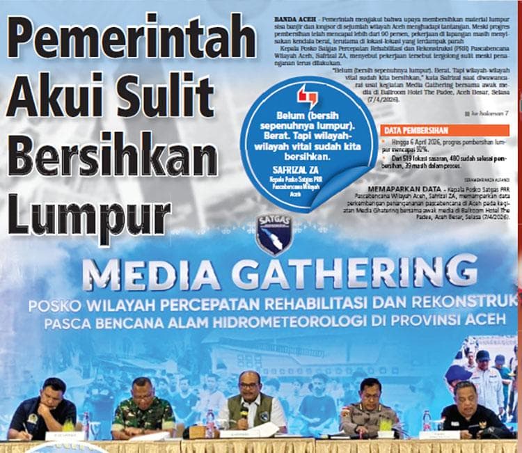 Pembersihan Lumpur Aceh Capai 92%, Pemulihan Sawah Masih 2% dari Target