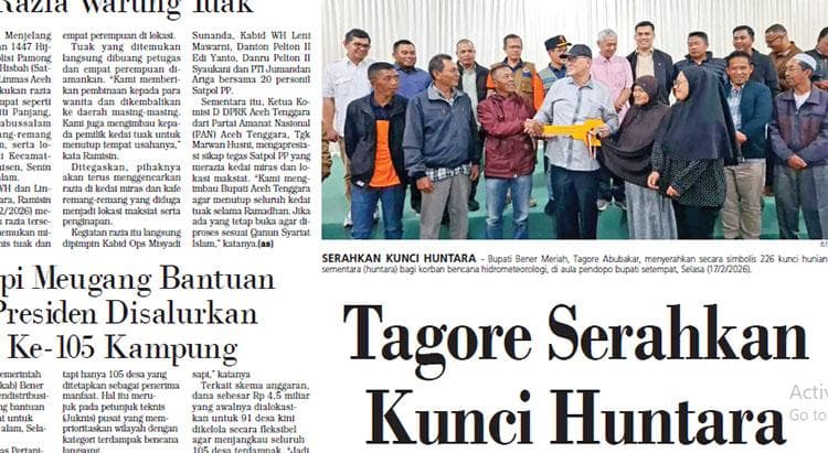 226 KK Korban Bencana di Bener Meriah Terima Huntara dan Bantuan Hidup