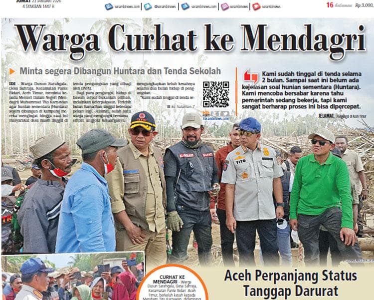 Warga Aceh Timur Minta Huntara dan Tenda Sekolah Segera Dibangun