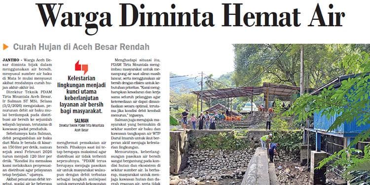 Warga Aceh Besar Diminta Hemat Air, Curah Hujan Rendah Menyusut Sumber Air
