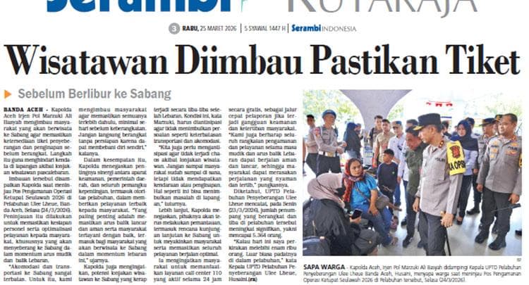 Wisatawan Aceh Diminta Pastikan Tiket dan Penginapan Sebelum ke Sabang