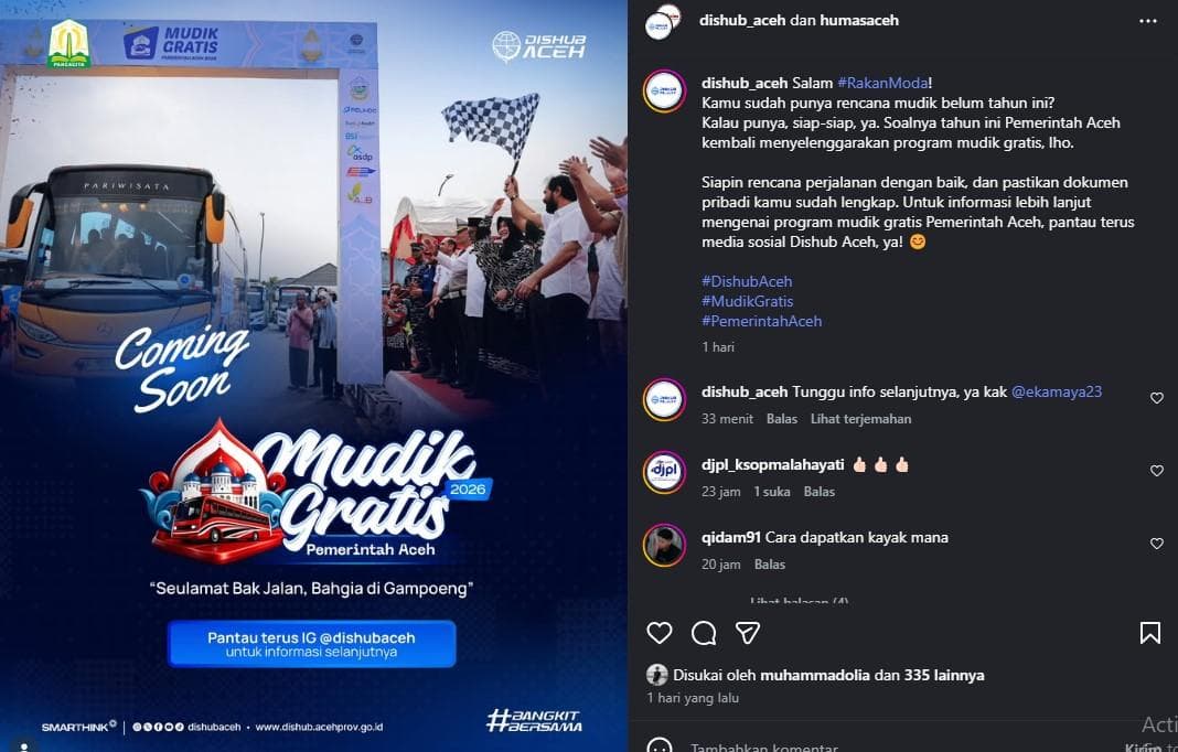 Program Mudik Gratis Aceh 2026: Warga Siap Pulang Kampung Tanpa Biaya