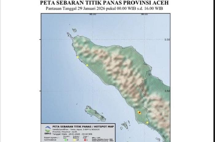 15 Titik Panas di Aceh, Trumon Aceh Selatan Terbanyak dengan 11 Titik