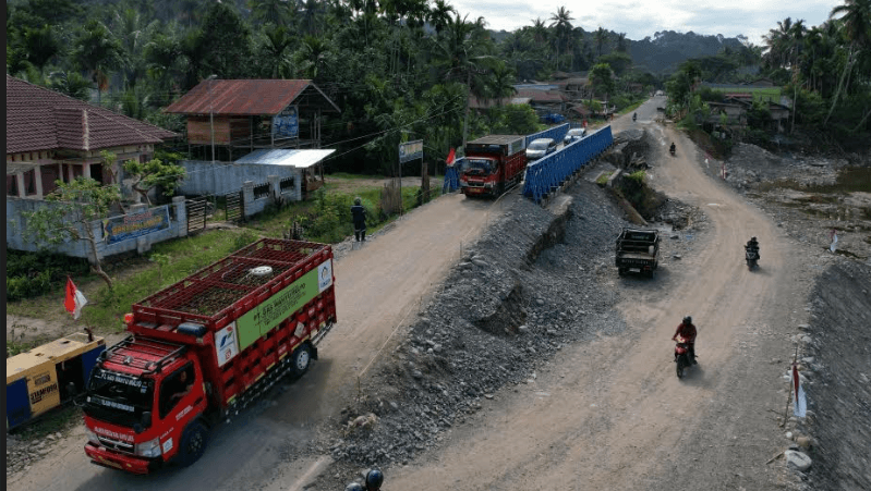 Dua Jembatan Darurat di Jalan Nasional Ketambe Mulai Dilalui Kendaraan Bermotor