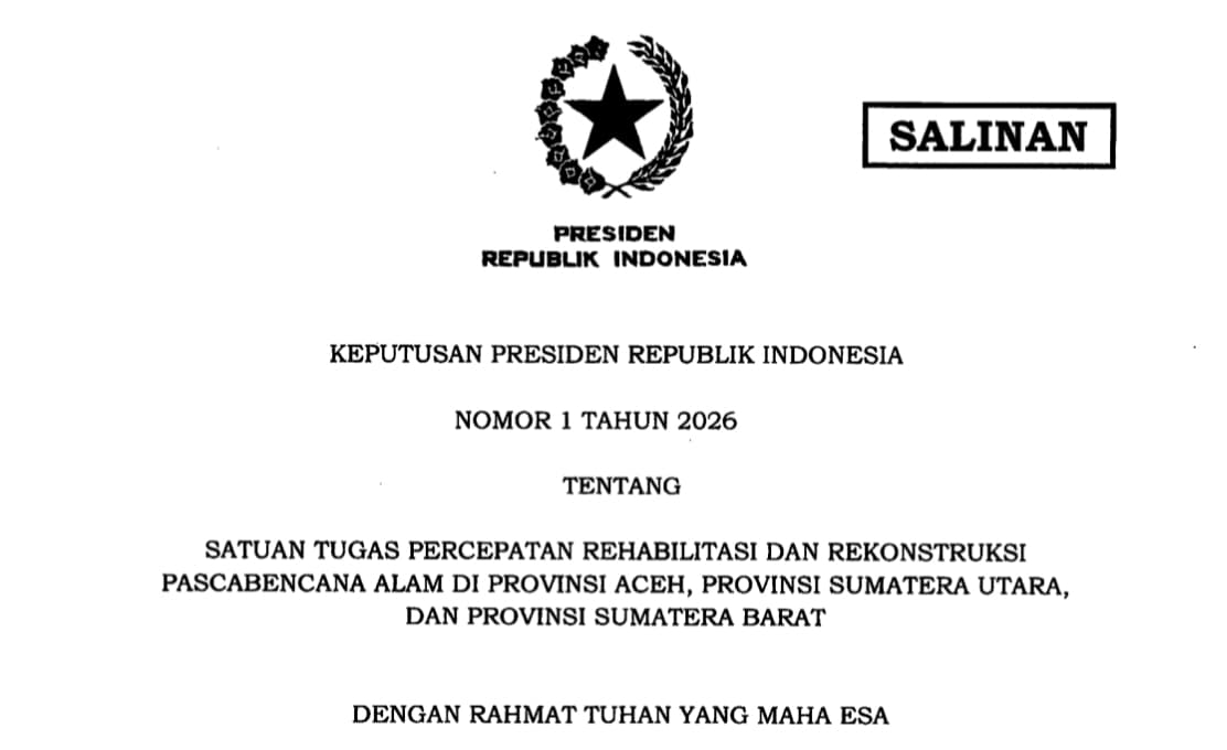 Satgas Pusat Percepat Rehabilitasi Aceh, Pemda Tak Masuk Struktur