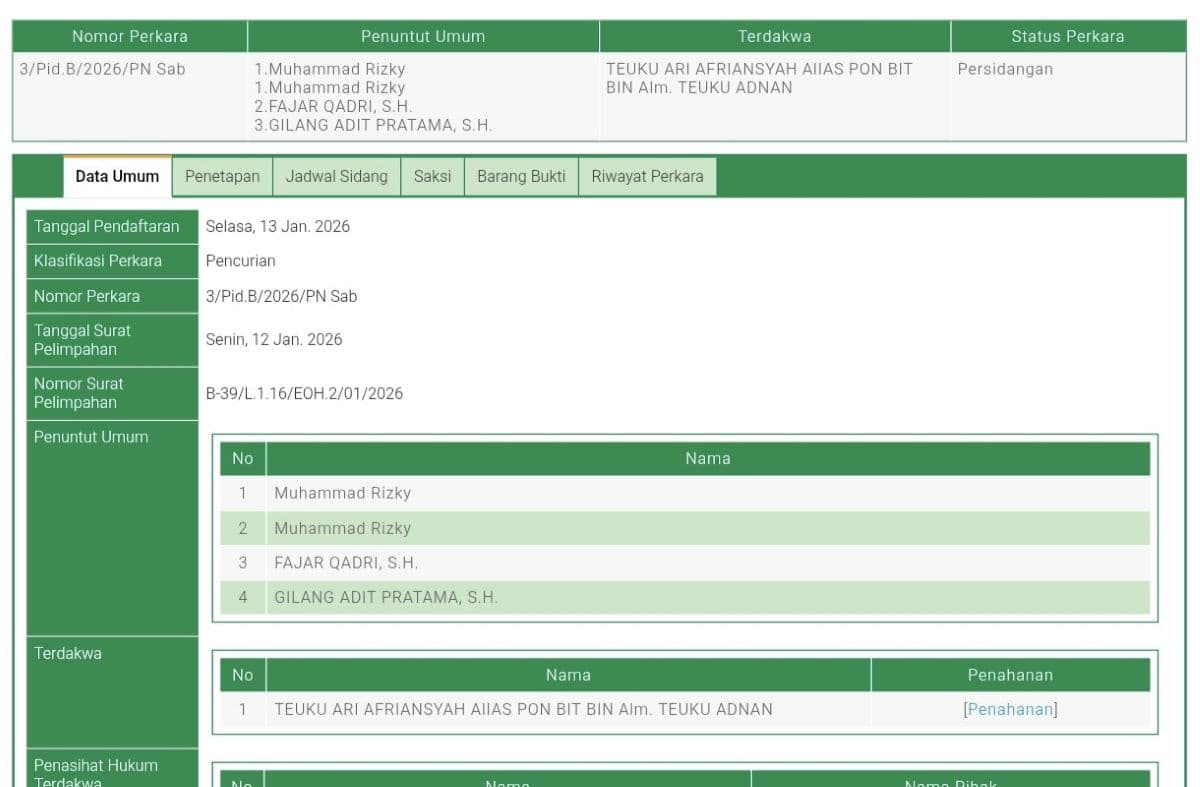 Ketua Kadin Sabang Didakwa Bobol Brankas SPBU di Gampong Ie Meulee