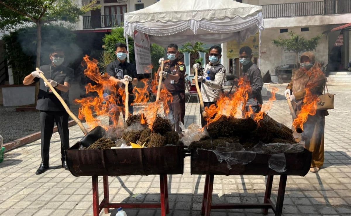 Kejari Bireuen Musnahkan Ratusan Kitab Sitaan dan Narkoba Berat