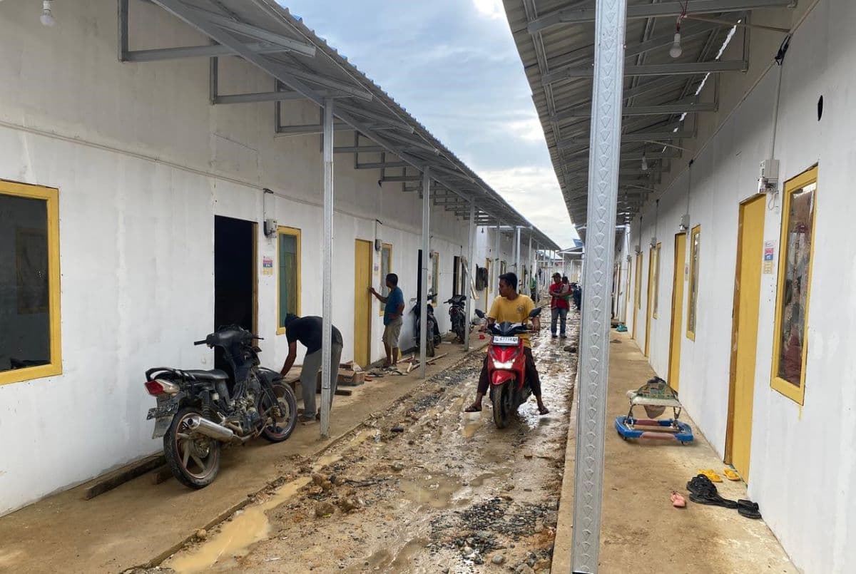 Huntara di Langkahan Aceh Utara Terancam Longsor dan Genangan Air Hujan