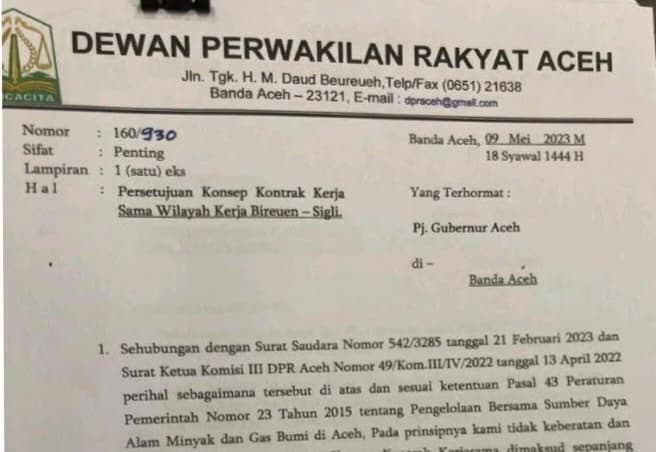 DPRA Setujui Kontrak Migas Bireuen-Sigli, Warga Aceh Tunggu Dampak Ekonomi