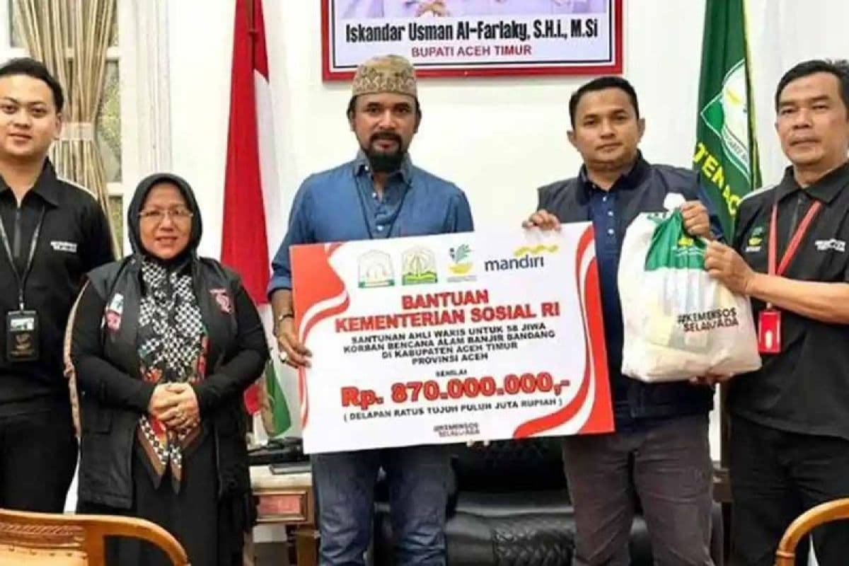 Keluarga Korban Banjir Aceh Timur Dapat Santunan Rp15 Juta dari Kemensos