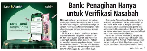 Bank Aceh dan BSI Beri Relaksasi Kredit untuk UMKM Terdampak Banjir