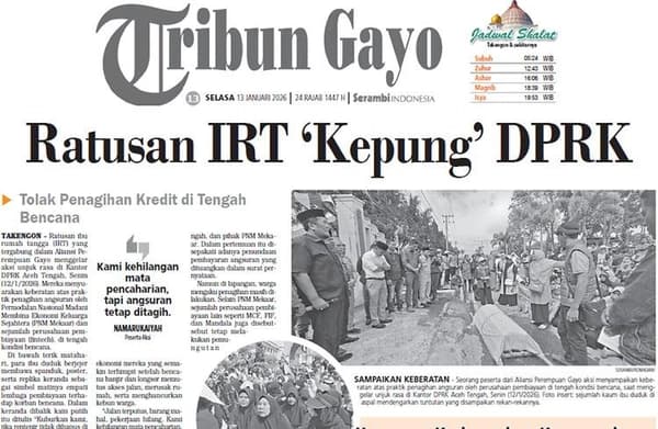 Ratusan IRT Aceh Tengah Desak Penghentian Penagihan Kredit di Tengah Bencana