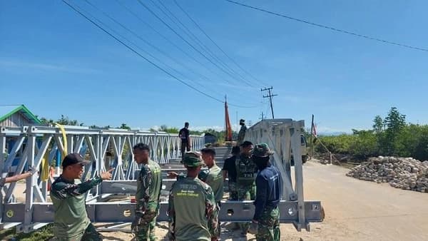 Jembatan Bailey Dikebut di Singkil, Arus Kendaraan Mulai Lancar