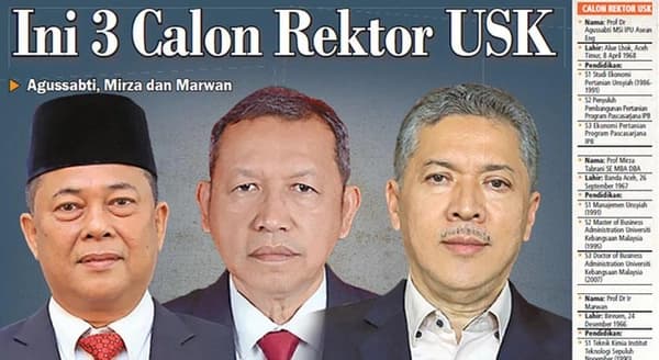 Tiga Calon Rektor USK Lolos Penyaringan, Pemilihan 2 Februari 2026