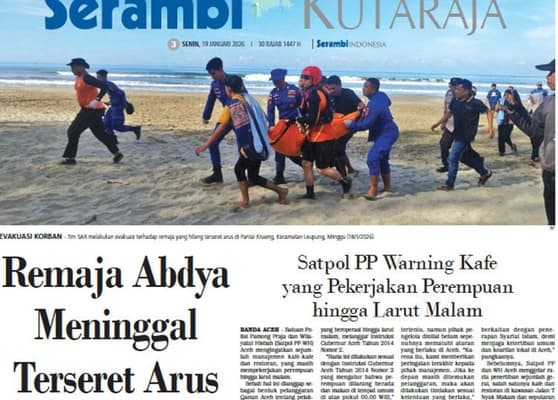 Remaja Aceh Barat Daya Terseret Arus di Pantai Leupung, Ditemukan Meninggal