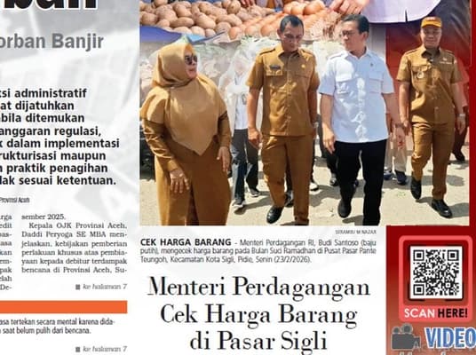 Mendag Cek Harga Barang di Pasar Sigli Pasca Banjir Bandang Pidie