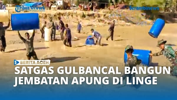 TNI Bangun Jembatan Apung 75 Meter di Linge untuk Warga Aceh Tengah