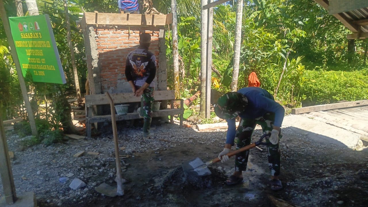 TMMD Kodim 0116 Nagan Raya Bangun Bak Penampungan Air Bersih untuk Warga