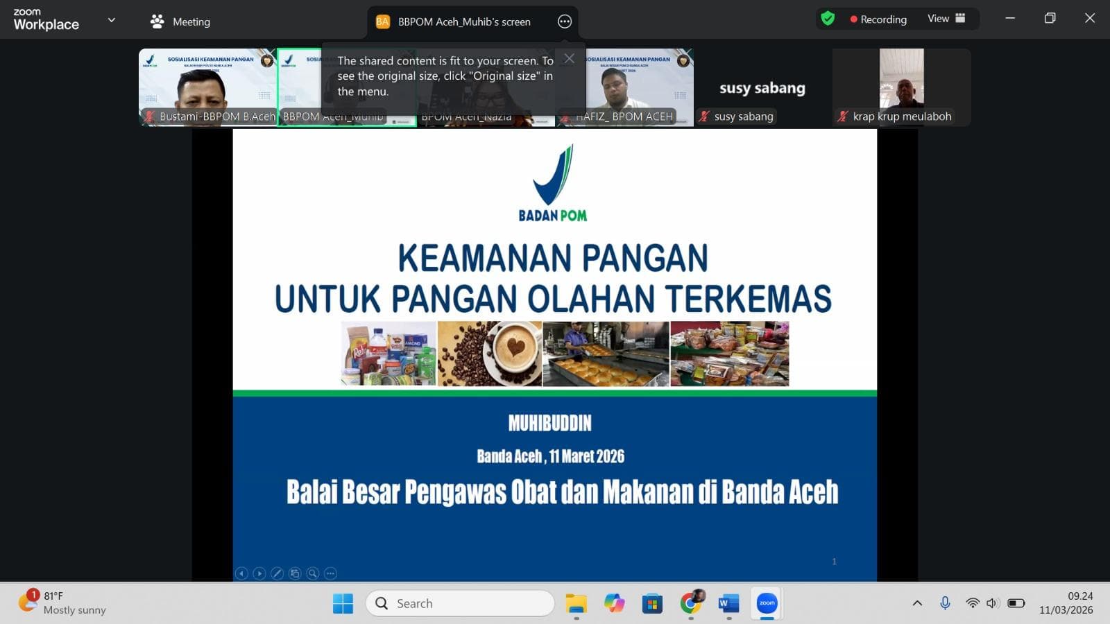 28 UMKM Aceh Diberi Sosialisasi Keamanan Pangan oleh BBPOM Aceh