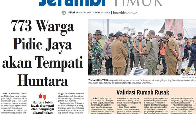 773 Warga Pidie Jaya Pindah ke Huntara Sebelum Ramadhan, BNPB Targetkan 18 Februari 2026