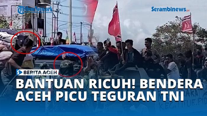 VIDEO - Penyaluran Bantuan Ricuh, Aksi Warga Kibarkan Bendera Aceh Merdeka Picu Teguran TNI