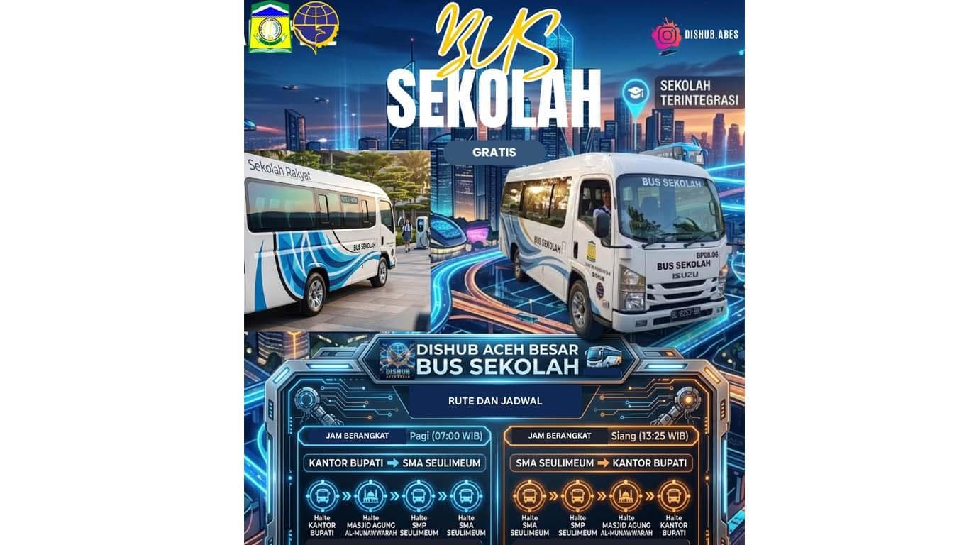 Bus Sekolah Gratis Aceh Besar Operasikan Rute Jantho-Seulimeum, Tekan Angka Kecelakaan Pelajar