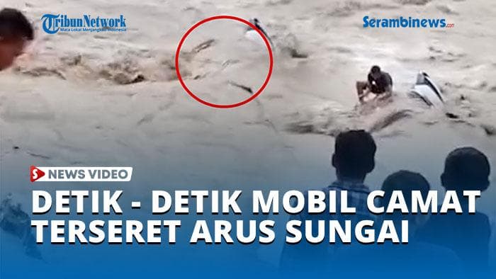 Mobil Camat Gayo Lues Terseret Arus Sungai, Warga Panik Ikat Kawat Seling