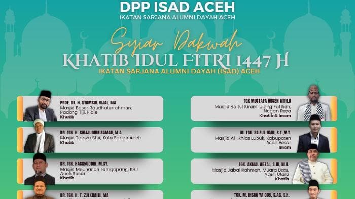 ISAD Aceh Usung Persatuan Lewat Khutbah Idul Fitri di Berbagai Masjid