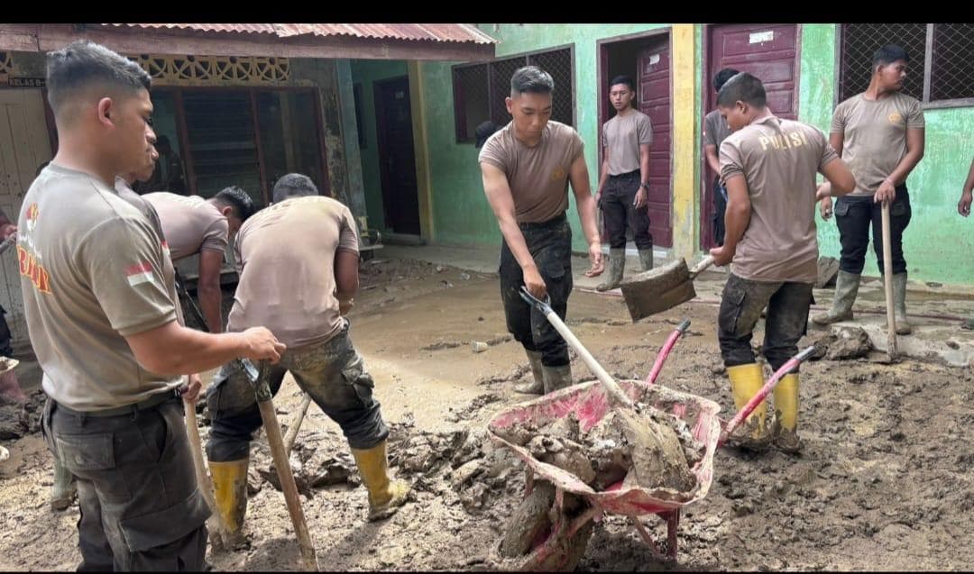 Brimob Aceh Tamiang Bertahan Dua Bulan Pascabanjir, Pelayanan Kesehatan dan Infrastruktur
