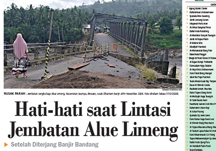 Jembatan Alue Limeng Putus, Warga Bireuen Terisolasi dan Khawatir