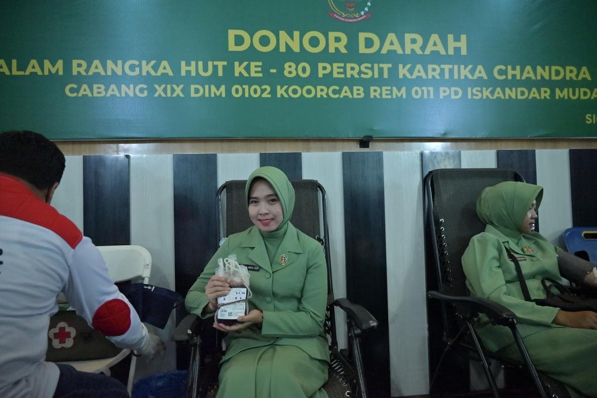Kodim 0102/Pidie dan Persit Kumpulkan 121 Kantong Darah untuk Warga Pidie