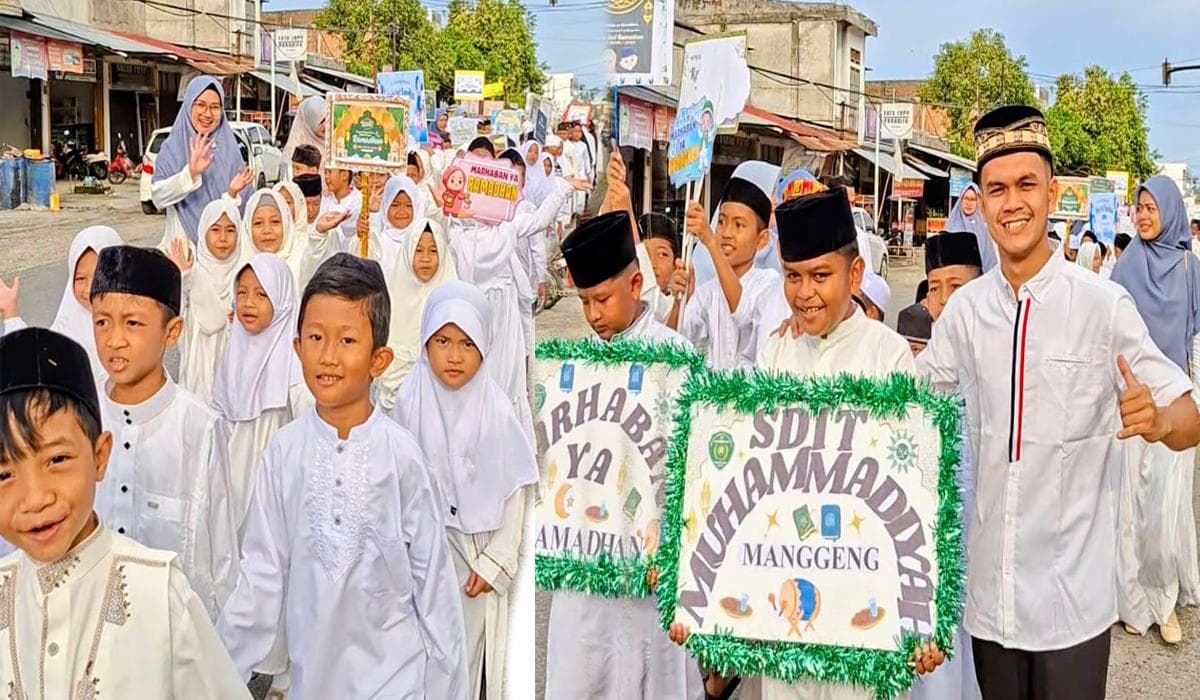 Murid SDIT Muhammadiyah Manggeng Bersihkan Masjid di Aceh Barat Daya