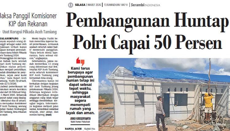 Pembangunan Huntap Polri untuk Korban Banjir Aceh Tamiang Capai 50 Persen